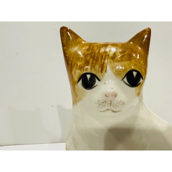 NS GUSTIN CO. Vintage Folk Art Tabby Orange Cat Statue Hand Painted - Picture 2 of 8
